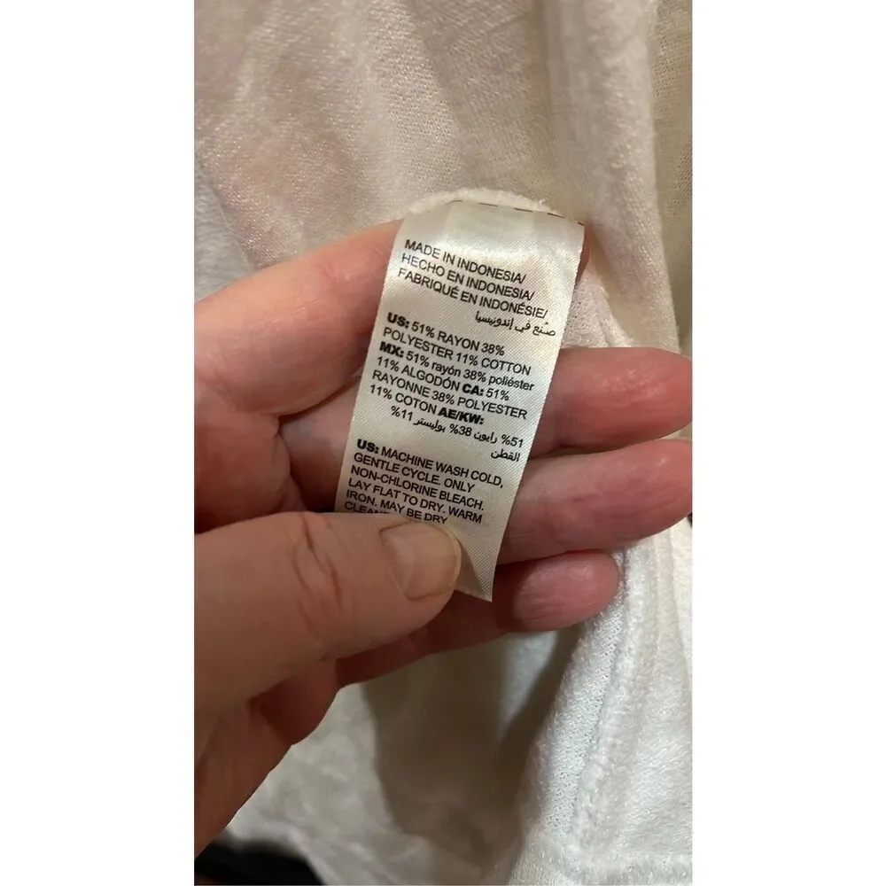 Chico’s size Med white open front cardigan .